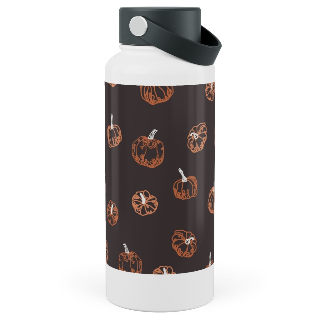 Pumpkins Stainless Steel Wide Mouth Water Bottle, 30oz, Wide Mouth, Brown