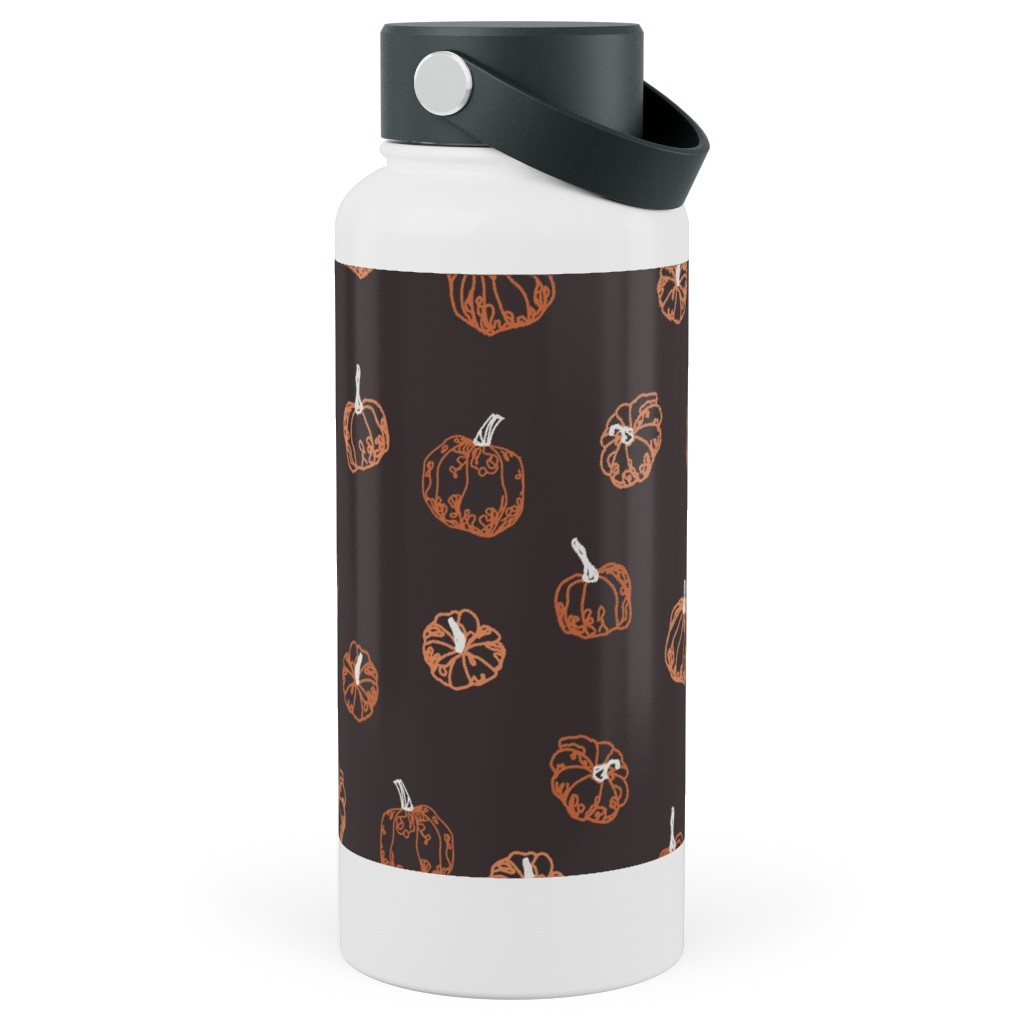 Pumpkins Stainless Steel Wide Mouth Water Bottle, 30oz, Wide Mouth, Brown, Brown