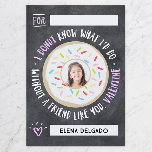 Cheeky Donut Valentine's Card, Black, Signature Smooth Cardstock, Square