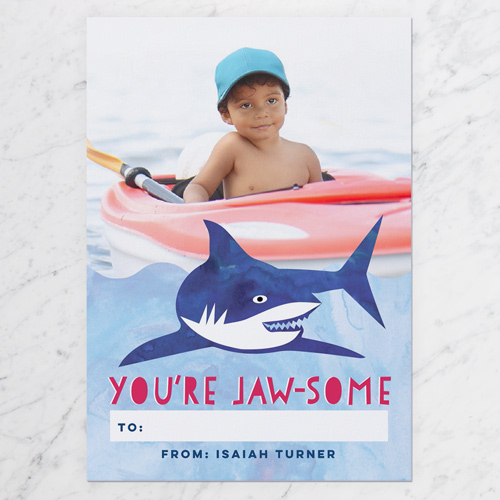 Jawsome Valentine's Card, Blue, Signature Smooth Cardstock, Square, Ocean Mist