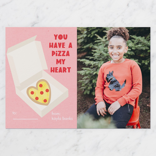 Pizza My Heart Valentine's Card, Pink, 100% Recycled Cardstock , Square, Soft Pink
