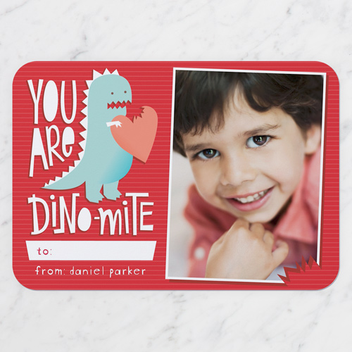 You are Dinomite Valentine's Card, Red, Pearl Shimmer Cardstock, Rounded