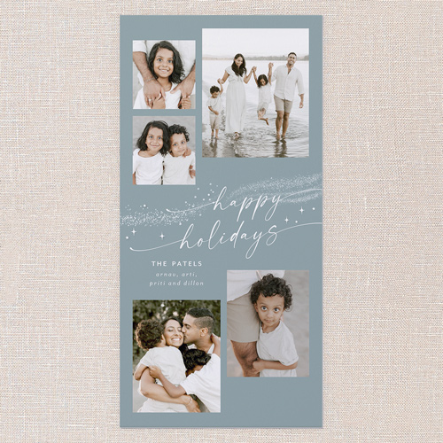 Winter Flurry Holiday Card, Blue, 4x8 Flat, Holiday, 100% Recycled Cardstock , Square, Chill