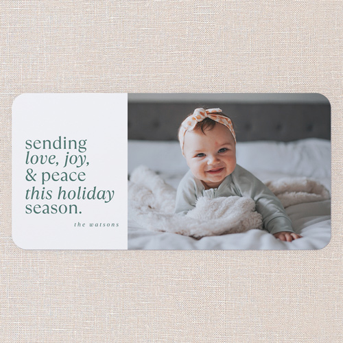 Editable Classic Holiday Card, White, 4x8 Flat, Write Your Own, 100% Recycled Cardstock ?, Rounded