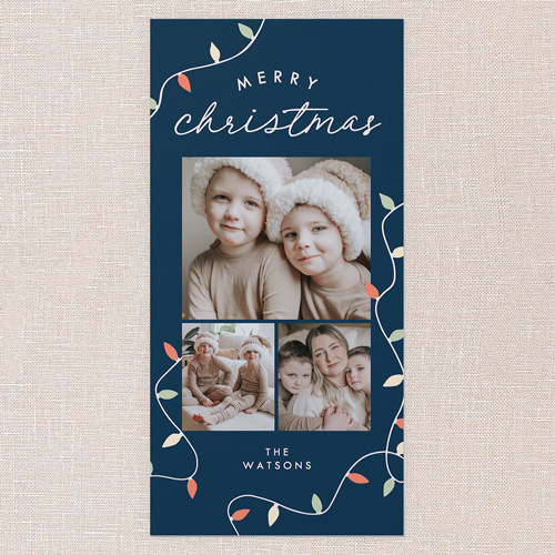 All The Lights Holiday Card, Blue, 4x8 Flat, Christmas, Standard Smooth Cardstock, Square, Navy