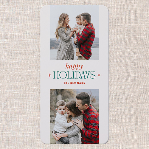 Splendid Seasons Holiday Card, Beige, 4x8 Flat, Holiday, Pearl Shimmer Cardstock, Rounded