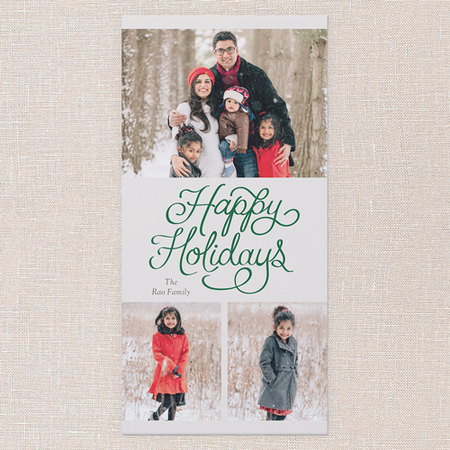 Flourish Greetings Holiday Card, Beige, 4x8 Flat, Holiday, Standard Smooth Cardstock, Square, Beige