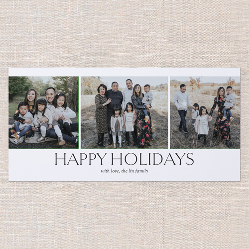 Timeless Trio Holiday Card, White, 4x8 Flat, Holiday, Standard Smooth Cardstock, Square, White