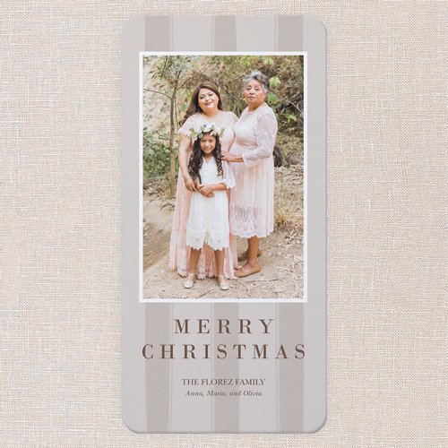 Refined Greetings Holiday Card, Beige, 4x8 Flat, Christmas, Pearl Shimmer Cardstock, Rounded, Beige