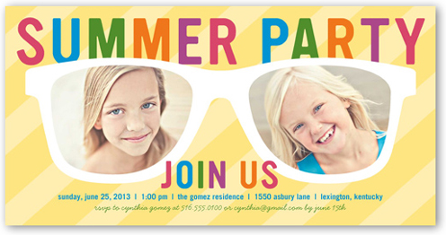 Shades Of Fun Summer Invitation, Yellow, Matte, Signature Smooth Cardstock, Square