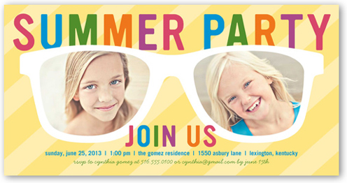 Shades Of Fun Summer Invitation, Yellow, Pearl Shimmer Cardstock, Square