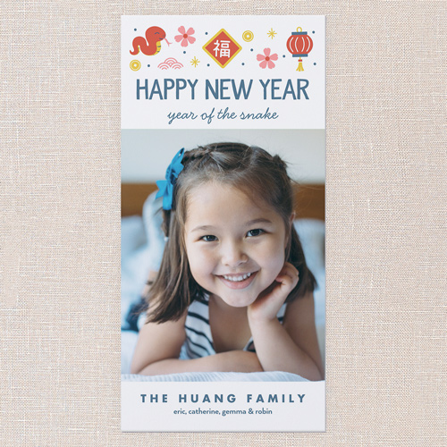 Spectacular Icons Lunar New Year Card, White, 4x8 Flat, 100% Recycled Cardstock , Square