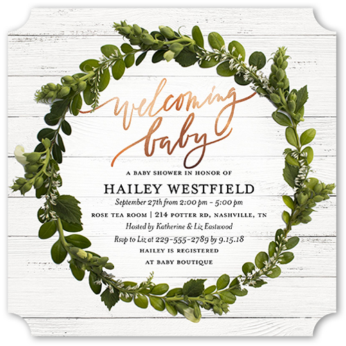 welcoming wreath baby shower invitation cards  shutterfly