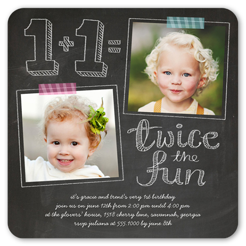 twice as fun twin birthday invitation  shutterfly