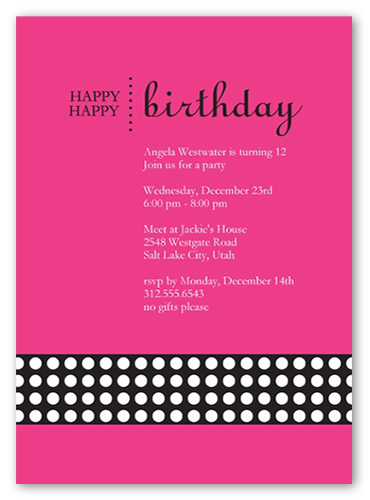 Happy Pink Party Invitation, Pink, Luxe Double-Thick Cardstock, Square