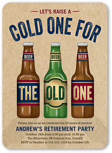 The Old One Party Invitation, Brown, 5x7 Flat, 100% Recycled Cardstock , Rounded