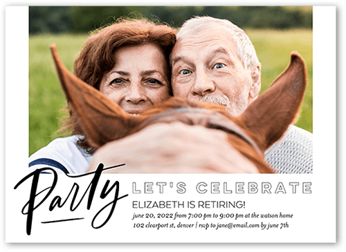 Bold Shindig Party Invitation, White, 5x7 Flat, Pearl Shimmer Cardstock, Square, White