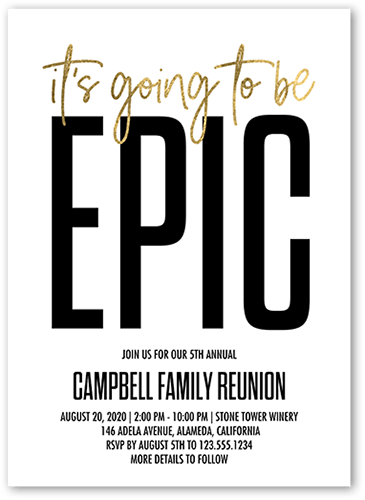 Epic Reunion Party Invitation, White, 5x7, Standard Smooth Cardstock, Square