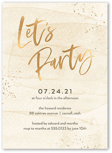 Confetti Bash Party Invitation, White, 5x7 Flat, Standard Smooth Cardstock, Square