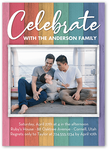 Pastel Planks Party Invitation, White, 5x7 Flat, Luxe Double-Thick Cardstock, Square, White