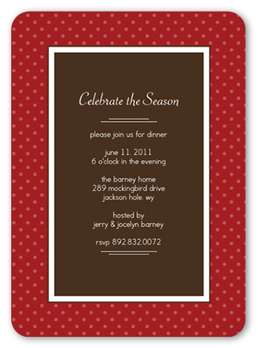 Berry Dots Party Invitation, Red, Standard Smooth Cardstock, Rounded