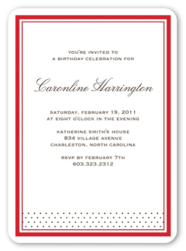 Sausalito Red Party Invitation, Red, Pearl Shimmer Cardstock, Rounded