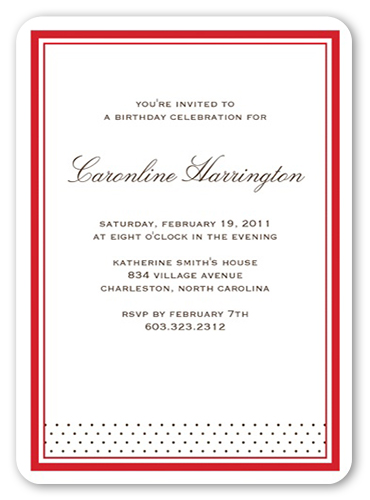 Sausalito Red Party Invitation, Red, 100% Recycled Cardstock , Rounded