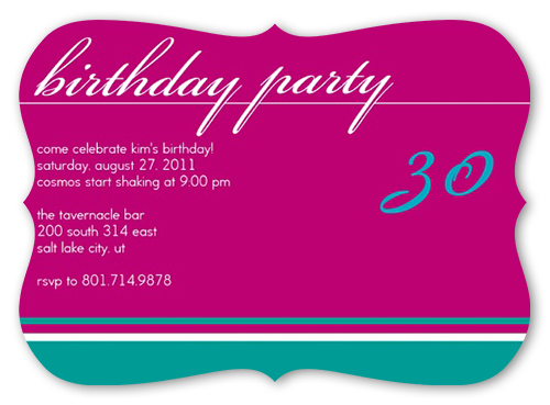 Birthday Fuchsia Party Invitation, Pink, Pearl Shimmer Cardstock, Bracket