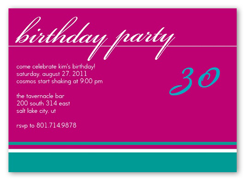 Birthday Fuchsia Party Invitation, Pink, Luxe Double-Thick Cardstock, Square