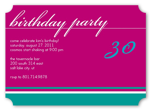Birthday Fuchsia Party Invitation, Pink, Pearl Shimmer Cardstock, Ticket