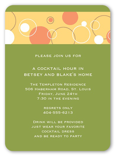 Bubbly Apple Party Invitation, Green, Standard Smooth Cardstock, Rounded