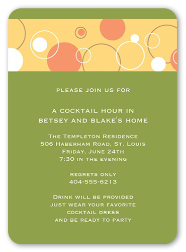 Bubbly Apple Party Invitation, Green, Standard Smooth Cardstock, Rounded, Green