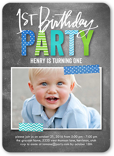 Preppy Patterned Boy First Birthday Invitation | Shutterfly