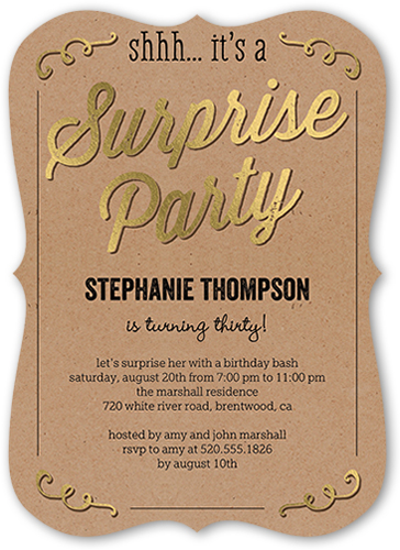 Sweet Surprise Birthday Invitation, Beige, Matte, Signature Smooth Cardstock, Bracket