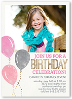 balloon celebration girl birthday invitation 5x7 flat