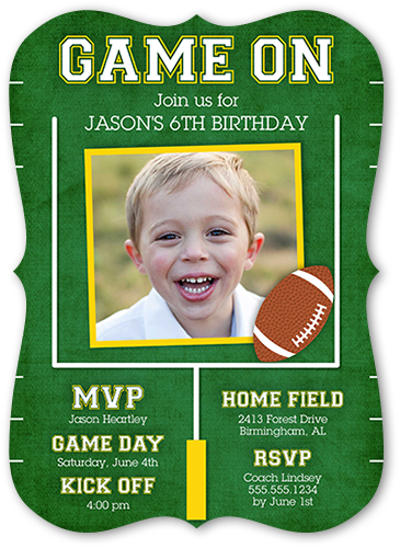 Game On Party Birthday Invitation, Green, Pearl Shimmer Cardstock, Bracket