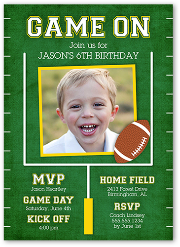 Game On Party Birthday Invitation, Green, Matte, Signature Smooth Cardstock, Square