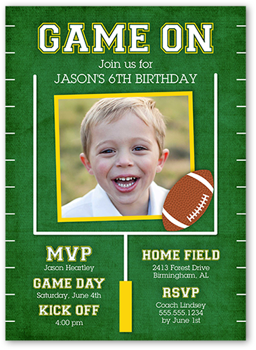 Game On Party Birthday Invitation, Green, 100% Recycled Cardstock , Square