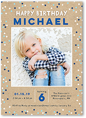 cheerful dots boy birthday invitation 5x7 flat