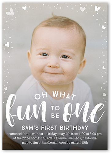 What a Fun One Birthday Invitation, White, 5x7 Flat, Matte, Signature Smooth Cardstock, Square, White