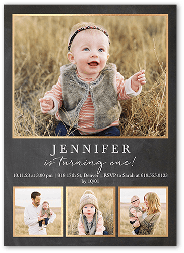 Elegant One Birthday Invitation, Grey, 5x7 Flat, Matte, Signature Smooth Cardstock, Square