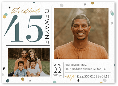 Captivating Confetti Birthday Invitation, White, 5x7 Flat, Matte, Signature Smooth Cardstock, Square