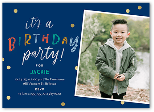 Cuteness Overload Birthday Invitation, Blue, 5x7 Flat, Matte, Signature Smooth Cardstock, Square