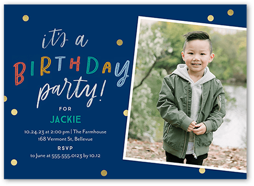 Cuteness Overload Birthday Invitation, Blue, 5x7 Flat, Standard Smooth Cardstock, Square