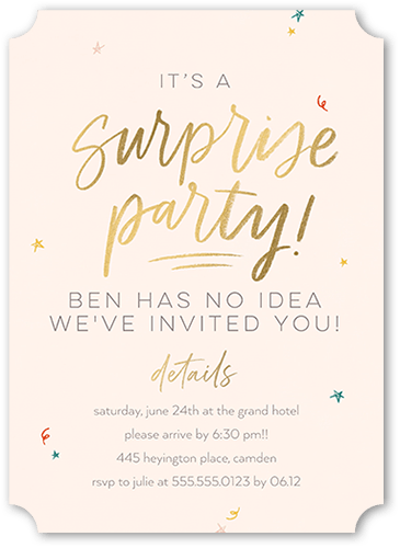 Party People Birthday Invitation, Beige, 5x7 Flat, Pearl Shimmer Cardstock, Ticket