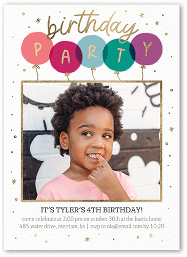 Poppin Party Birthday Invitation, Pink, 5x7 Flat, Pearl Shimmer Cardstock, Square