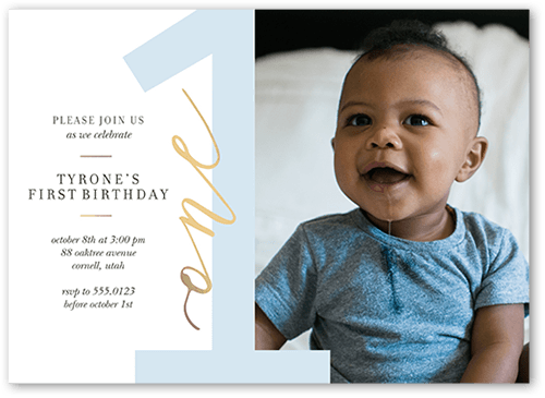 Only One Birthday Invitation, White, 5x7 Flat, 100% Recycled Cardstock , Square