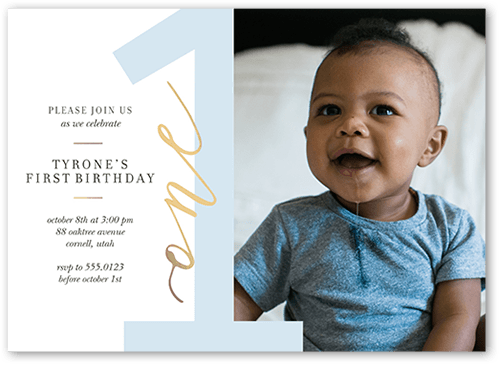 Only One Birthday Invitation, White, 5x7 Flat, 100% Recycled Cardstock ?, Square