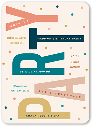 Festive Fashion Birthday Invitation, Beige, 5x7 Flat, Standard Smooth Cardstock, Rounded