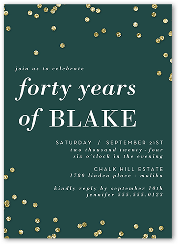 Confetti Cadence Birthday Invitation, Green, 5x7 Flat, Matte, Signature Smooth Cardstock, Square